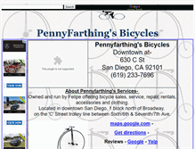 Tablet Screenshot of pennyfarthingsbicycles.sdcausa.com